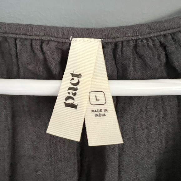 Pact Charcoal Gray Size L Coastal Double Gauze Scoop Neck Top Blouse Shirt - Picture 7 of 7